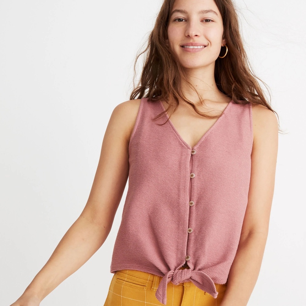 Madewell Button-Front Tie Tank Top